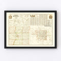 Vintage Map of Marion County, Indiana 1866
