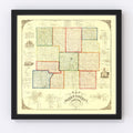 Vintage Map of Henry County, Indiana 1857