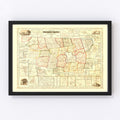 Vintage Map of Franklin County, Massachusetts 1858