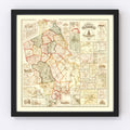 Vintage Map of Plymouth County, Massachusetts 1857
