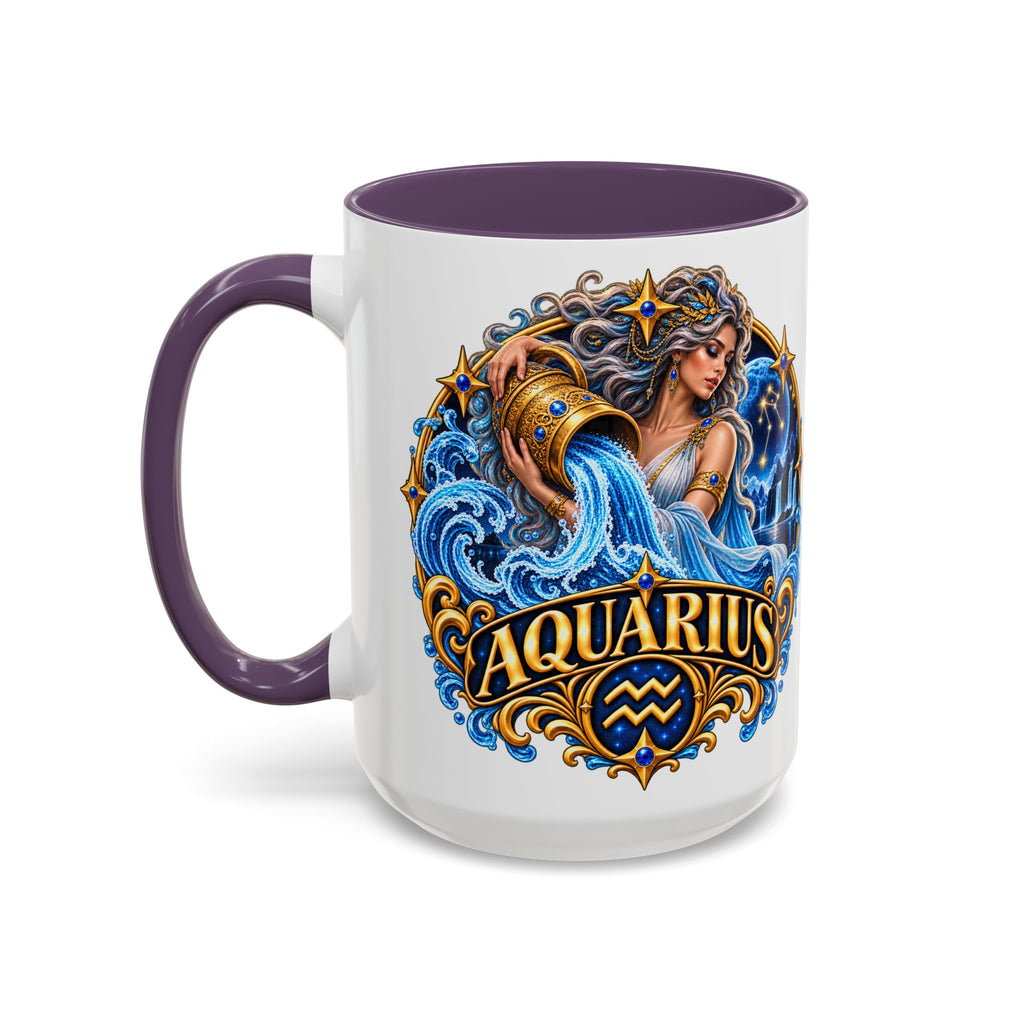 Aquarius Zodiac Coffee Mug — Illustrated Water Bearer Astrology Gift (11/15oz)