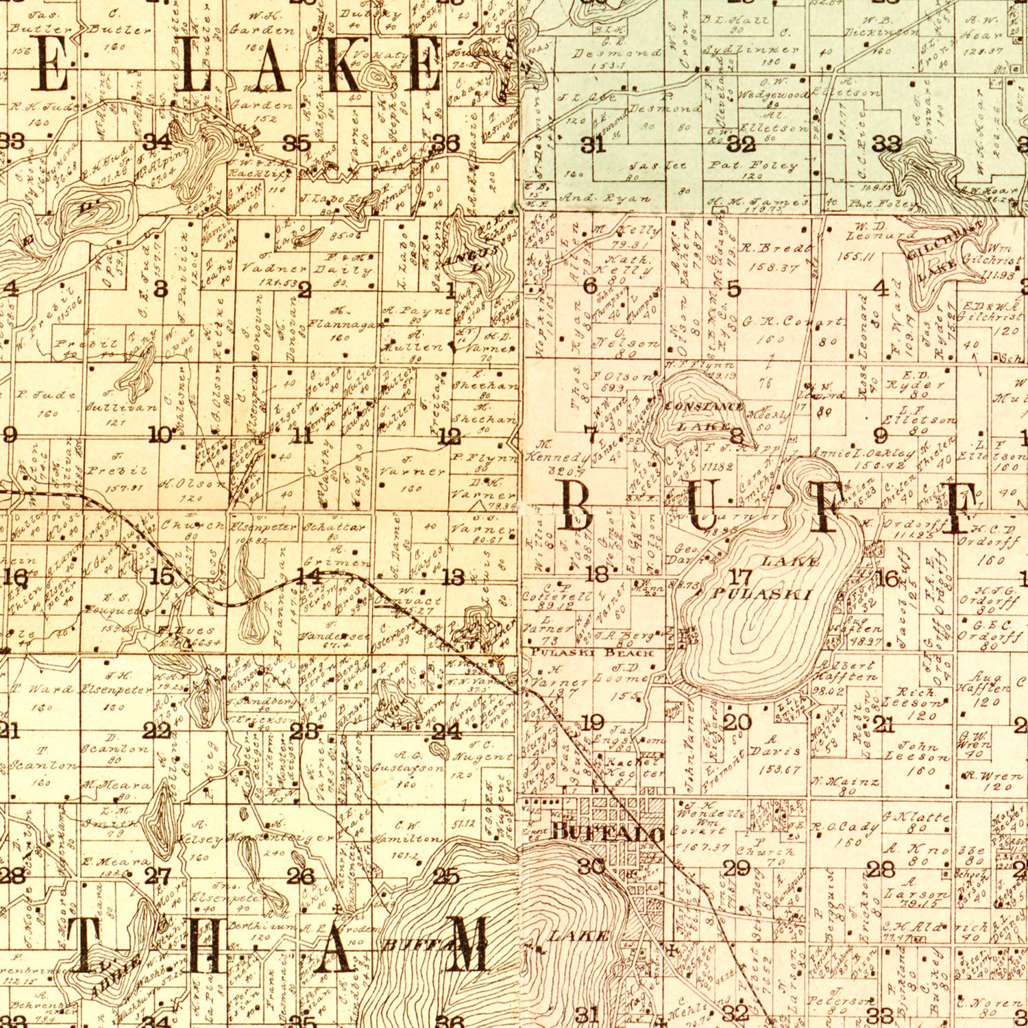 Vintage Map of Wright County, Minnesota 1901