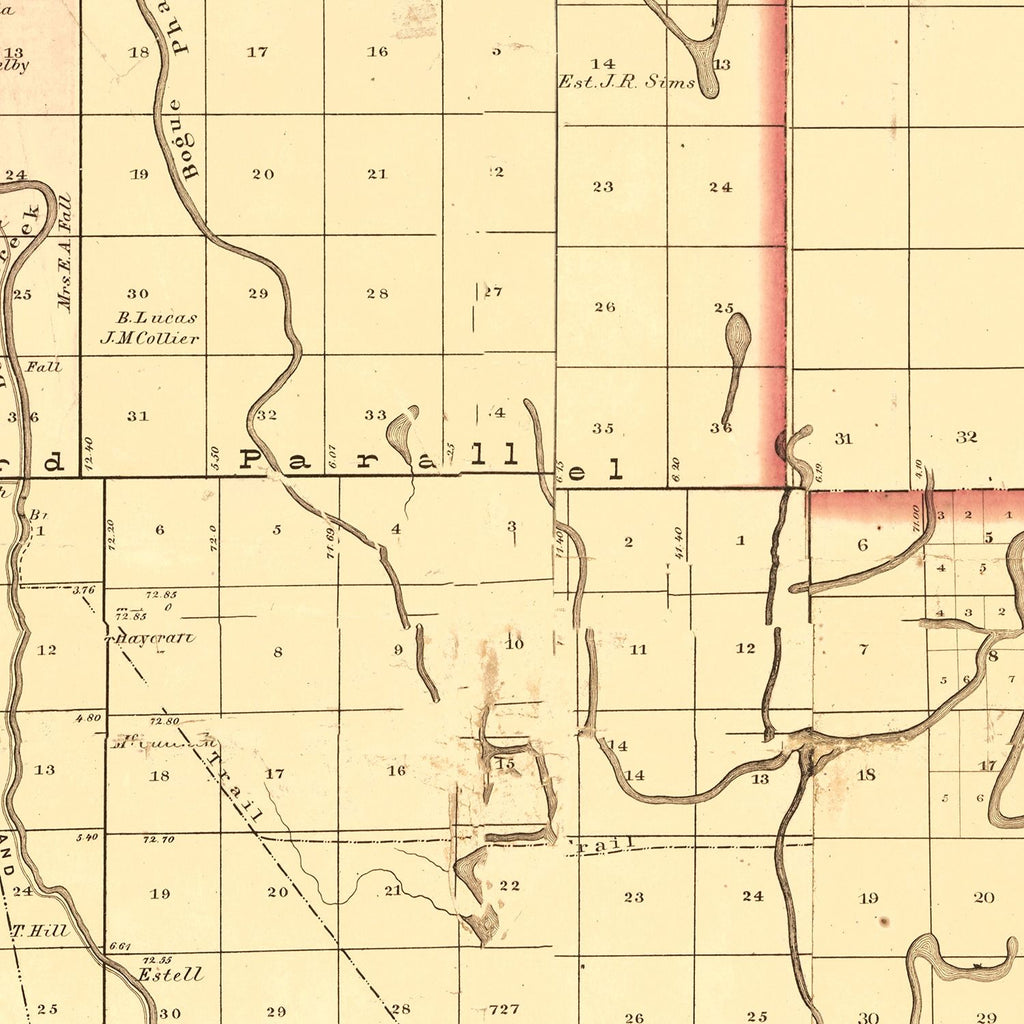 Vintage Map of Washington County, Mississippi 1871