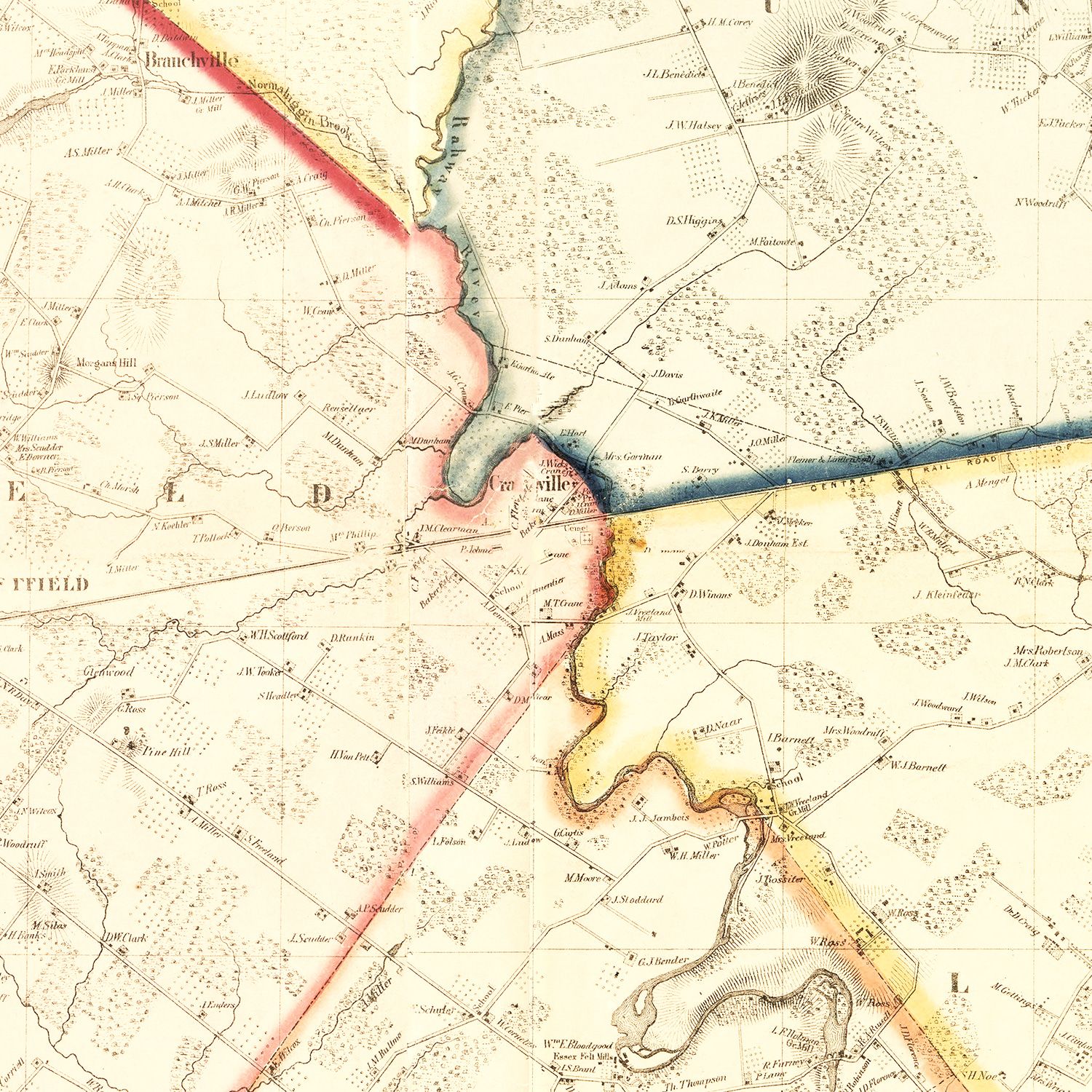 Vintage Map of Union County, New Jersey 1862