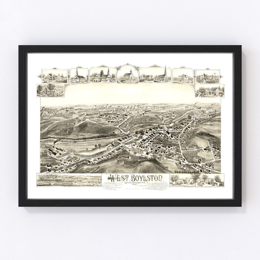 Vintage Map of West Boylston, Massachusetts 1891