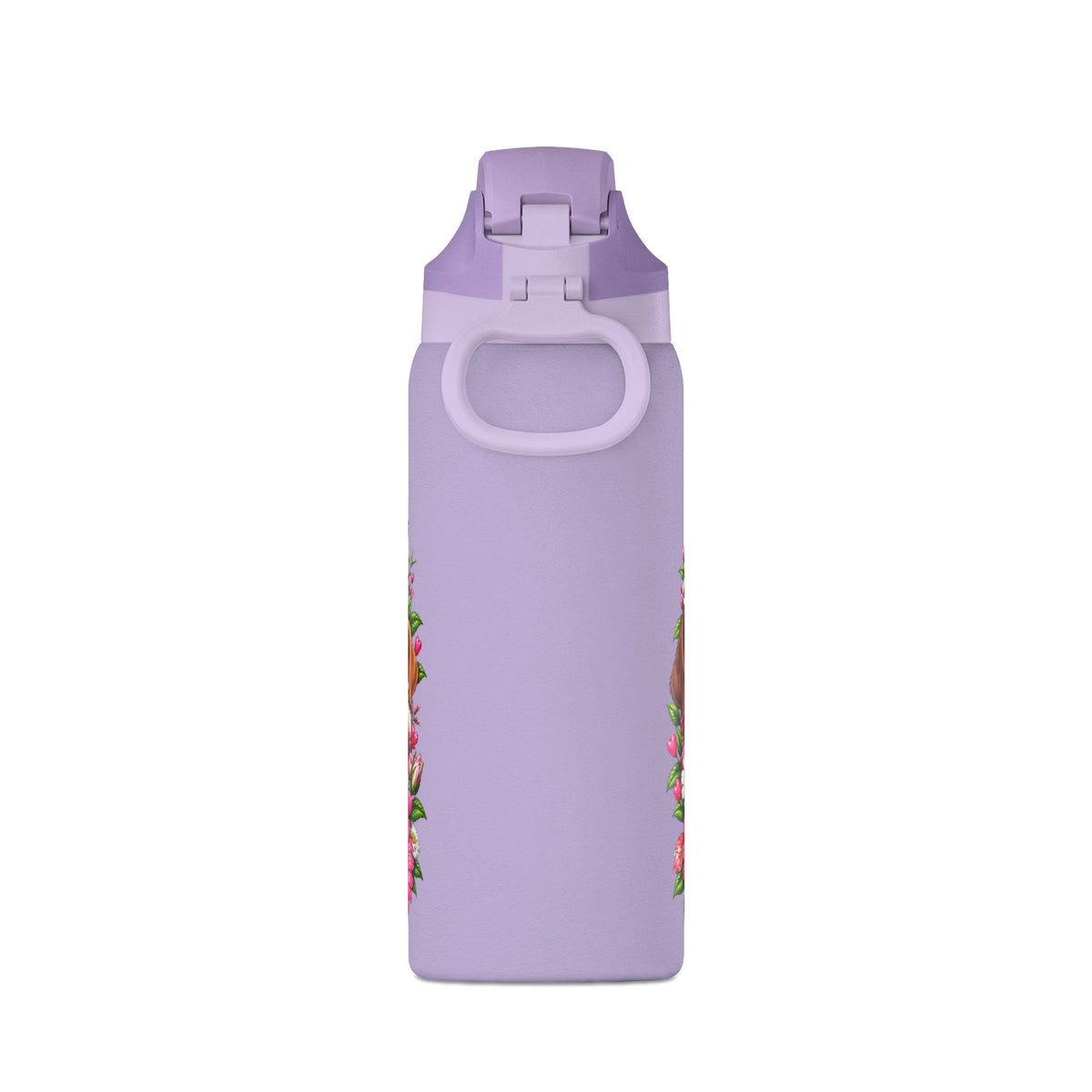 32oz Insulated Water Bottle with Adorable Dogs and Flowers