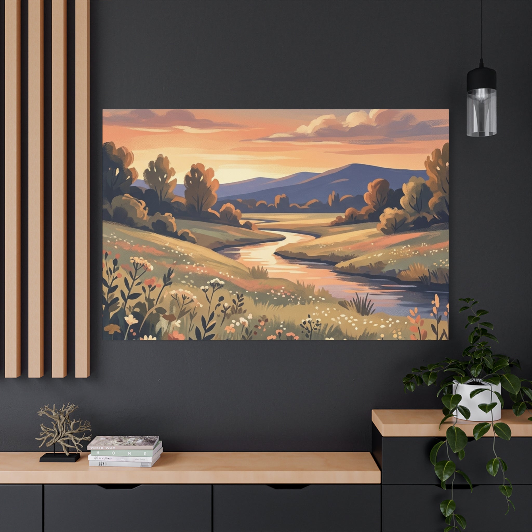 Sunset Meadow Canvas Wall Art