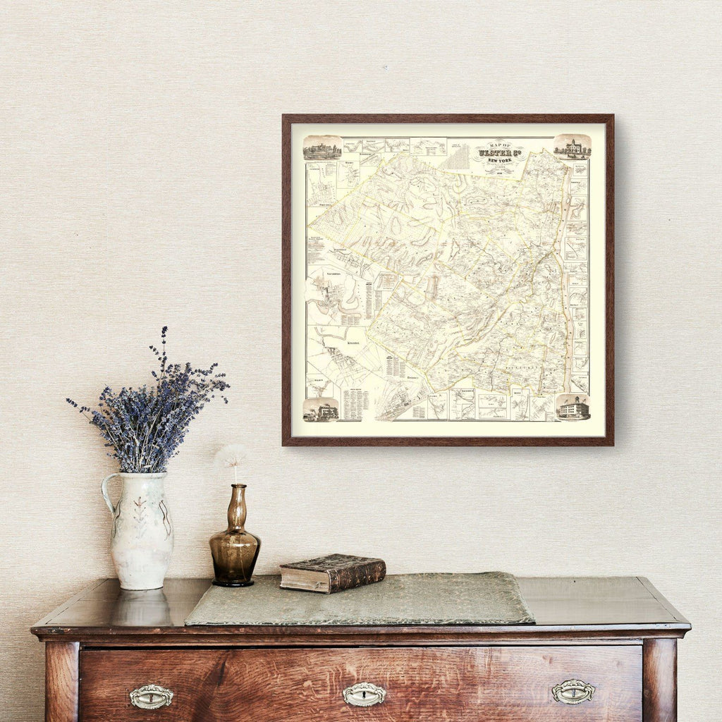 Vintage Map of Ulster County, New York 1858