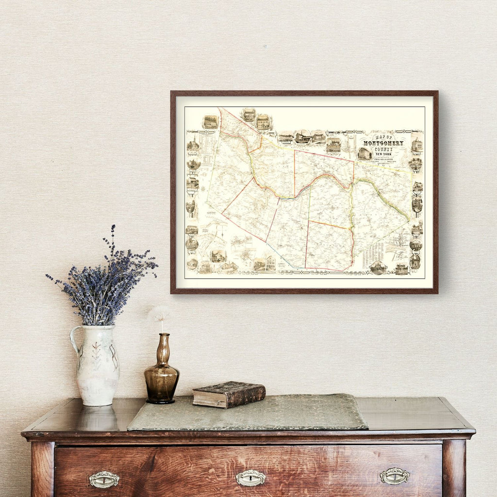 Vintage Map of Montgomery County, New York 1853