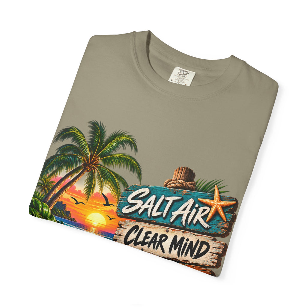 Salt Air, Clear Mind T-Shirt — Tropical Sunset Beach Graphic Tee