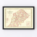 Vintage Map of Chester County, Pennsylvania 1847