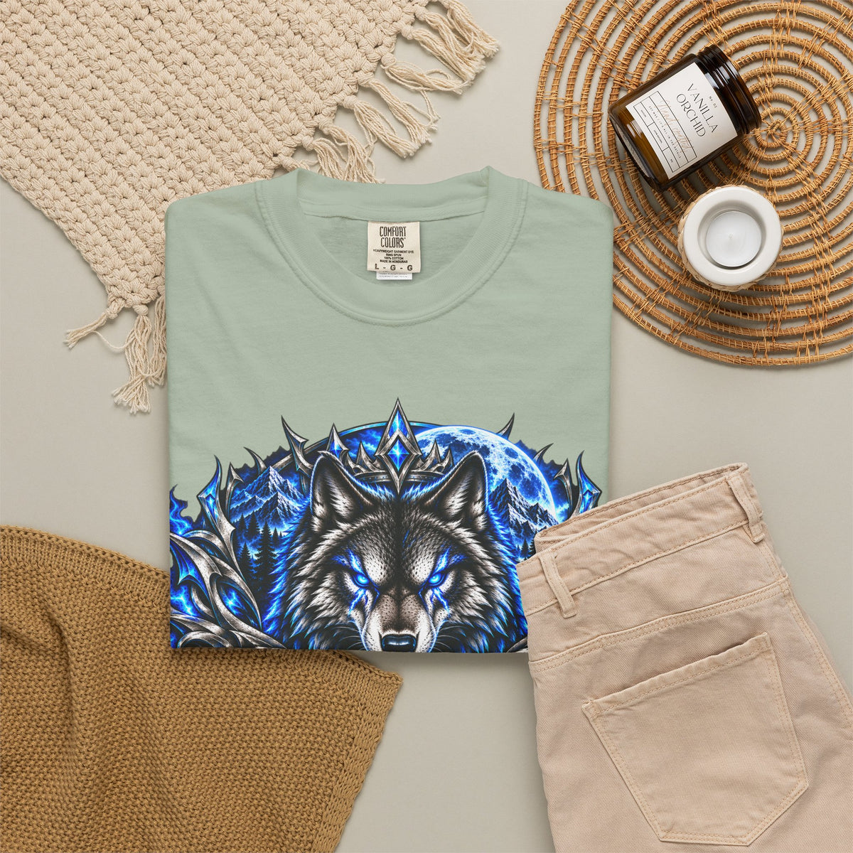 Conqueror Wolf Graphic T-Shirt — Fierce Blue Wolf Design
