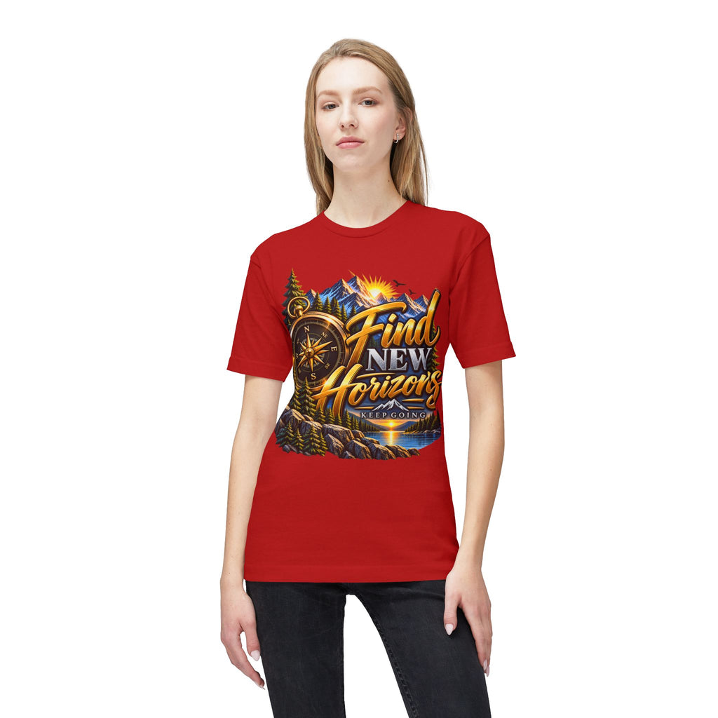 Find New Horizons T-Shirt — Adventure Compass Mountain Graphic Tee