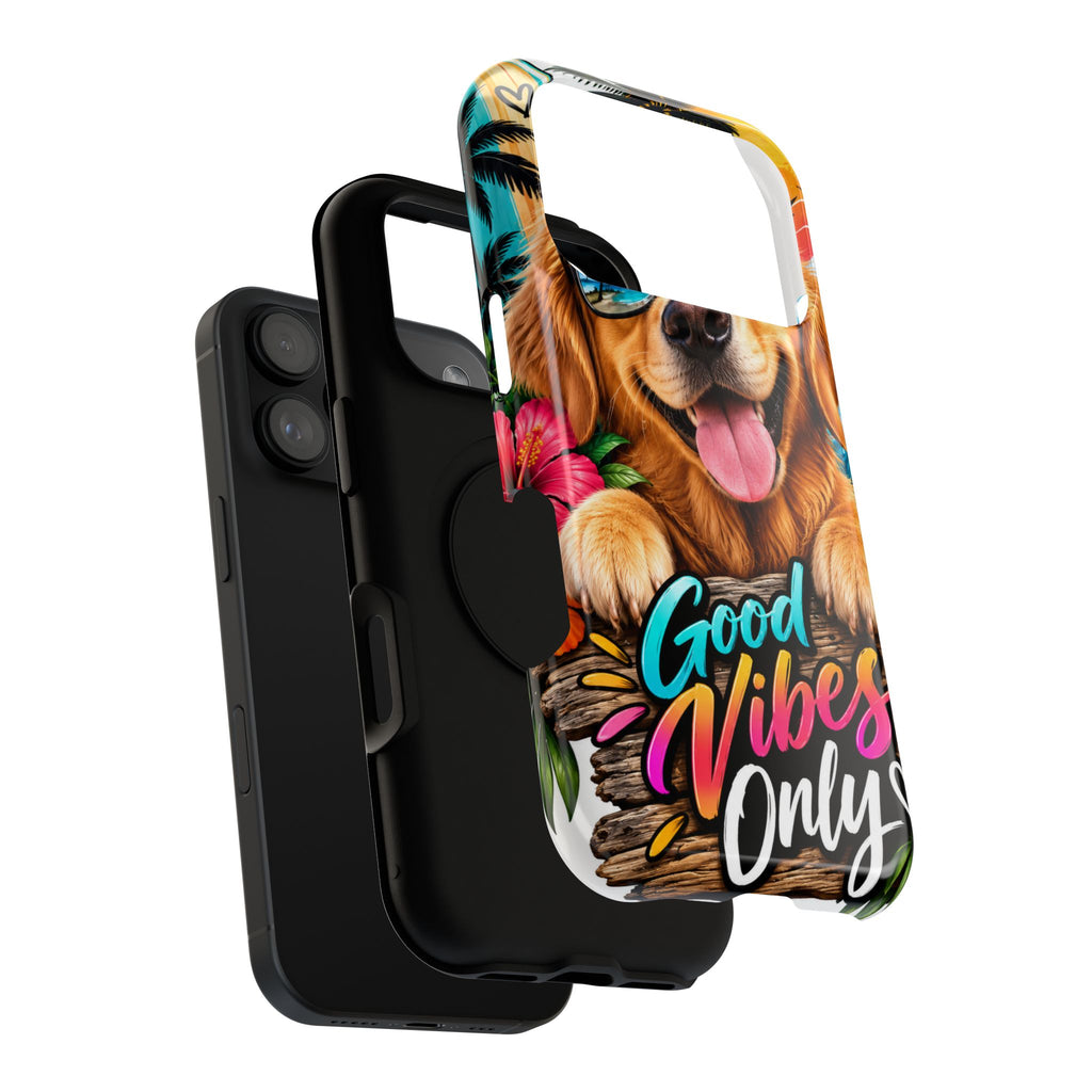 Phone Case — 'Good Vibes Only' Tropical Dog Impact-Resistant Case