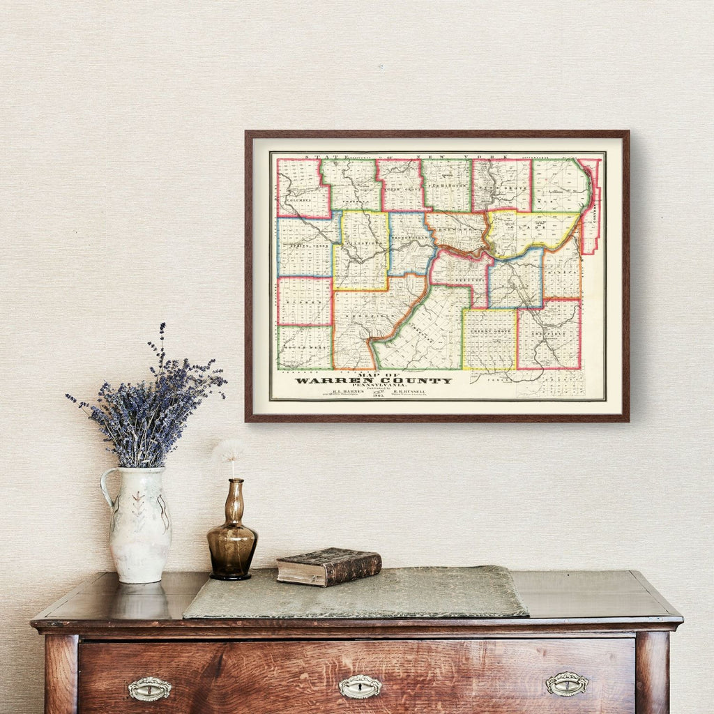 Vintage Map of Warren County, Pennsylvania 1865