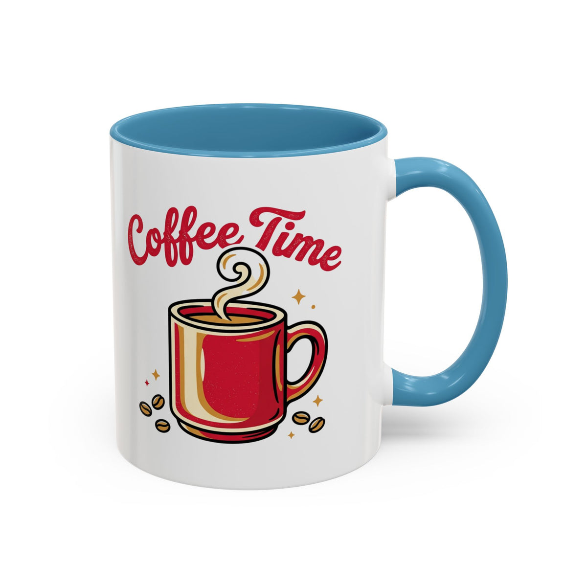 Coffee Mug - "Coffee Time" Red Accent Ceramic Mug (11/15oz)
