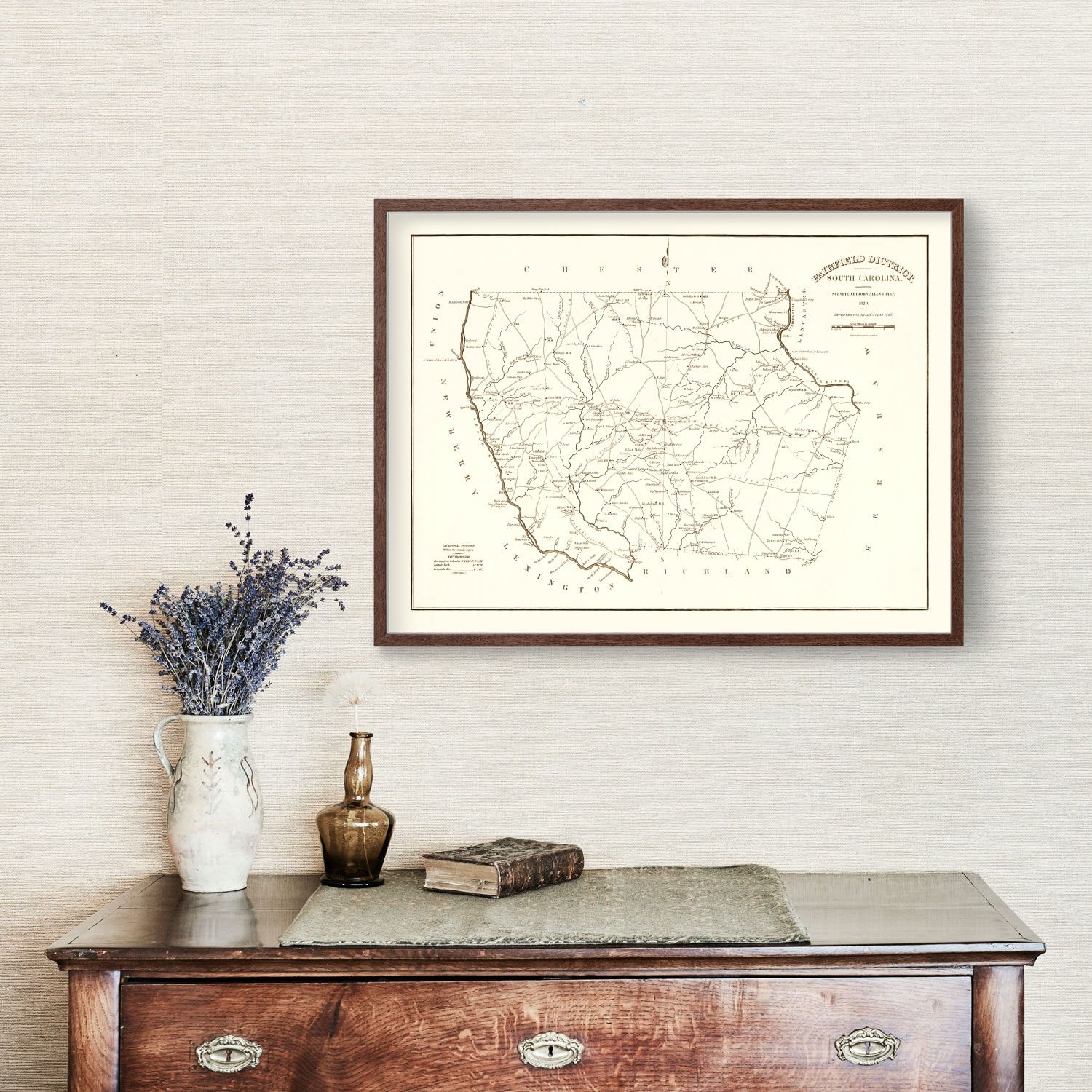 Vintage Map of Fairfield County, South Carolina 1825