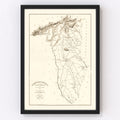 Vintage Map of Greenville County, South Carolina 1825