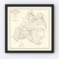 Vintage Map of Newberry County, South Carolina 1820