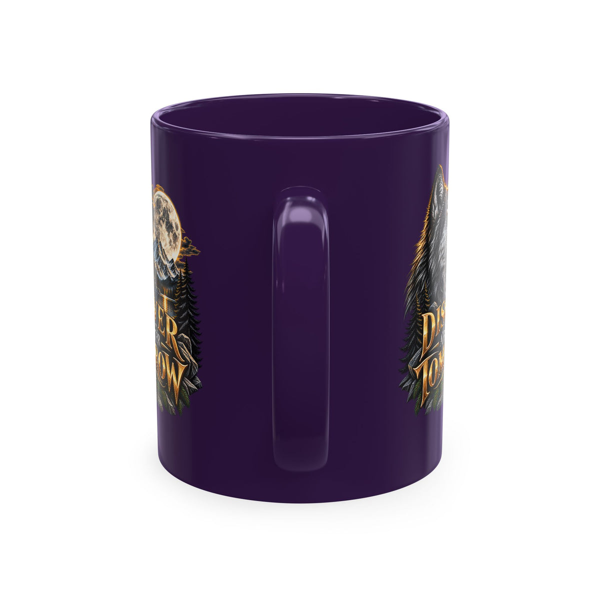 Discover Tomorrow Ceramic Mug — Howling Wolf & Moon Coffee Cup