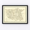 Vintage Map of Nottoway County, Virginia 1864