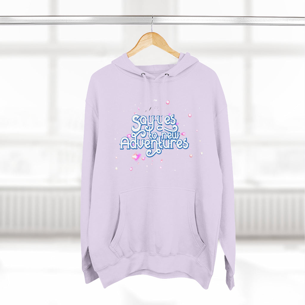 Hoodie — 'Say yes to New Adventures' Pastel Graphic Fleece Hoodie