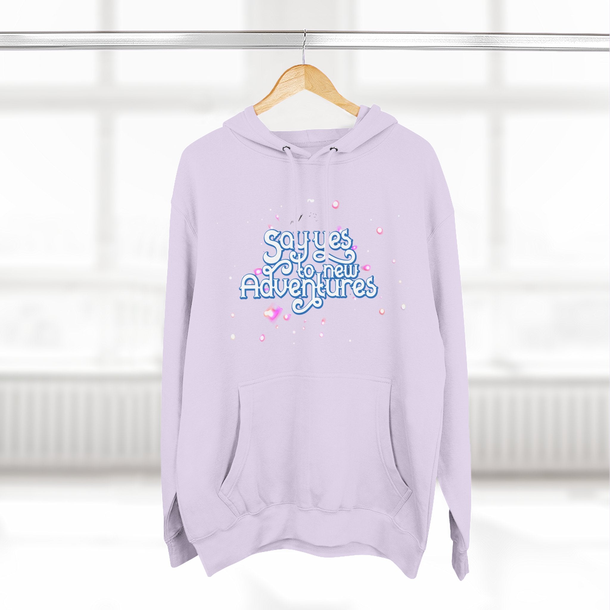 Hoodie — 'Say yes to New Adventures' Pastel Graphic Fleece Hoodie