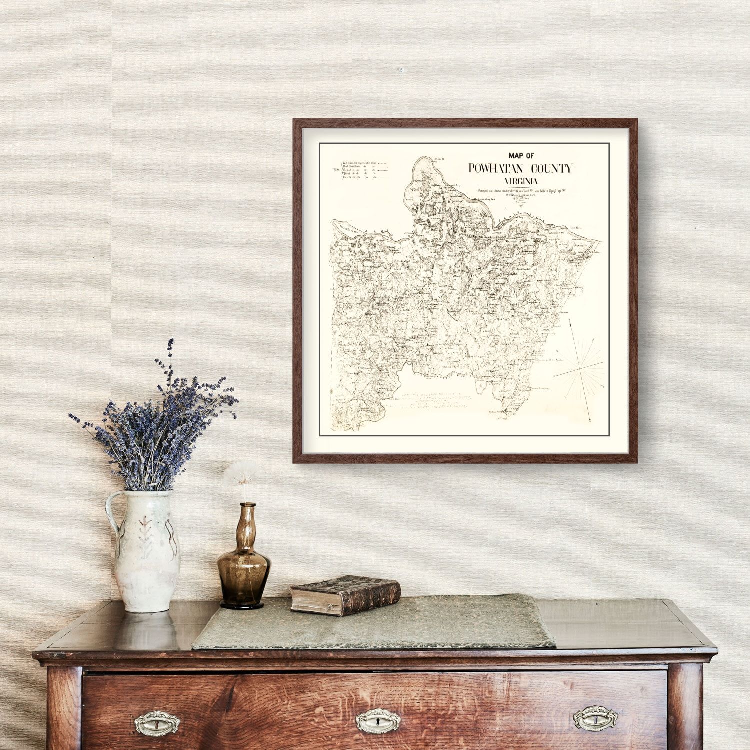 Vintage Map of Powhatan County, Virginia 1864