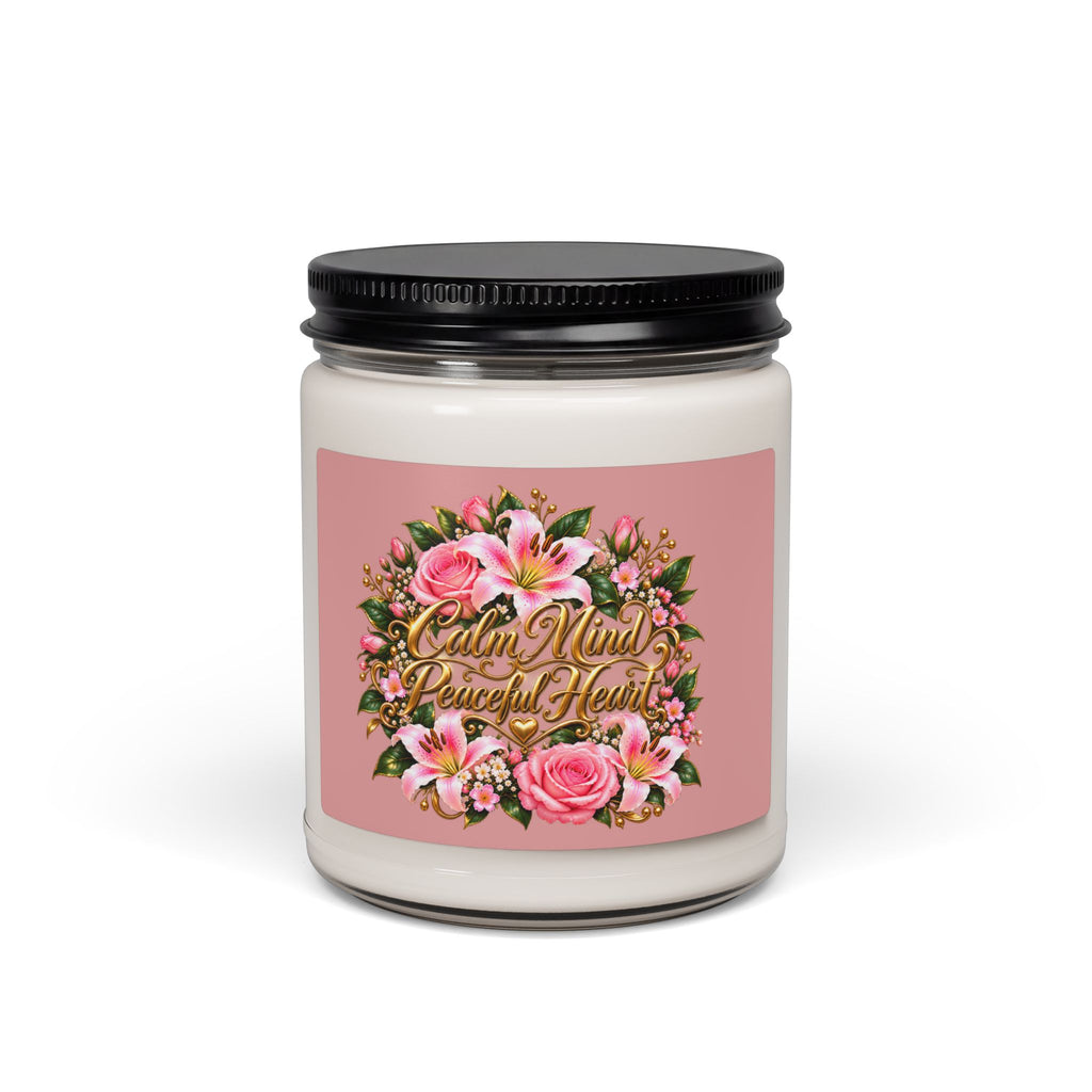 Calm Mind Peaceful Heart 9oz Scented Soy Candle — Floral Relaxation Jar