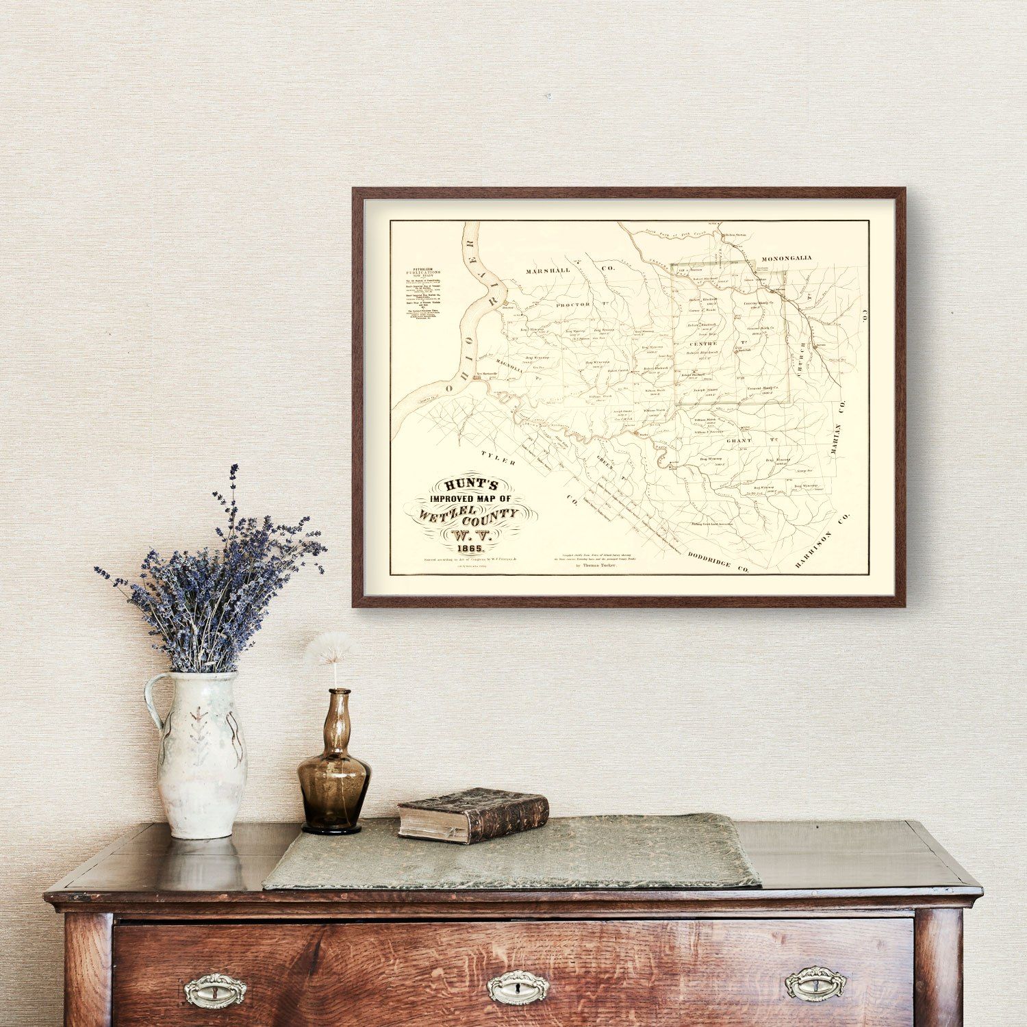 Vintage Map of Wetzel County, West Virginia 1865