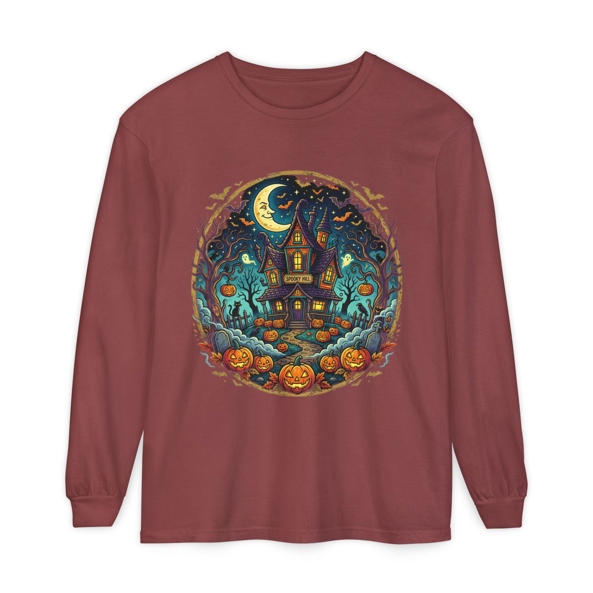 Haunted House Halloween Long Sleeve Tee