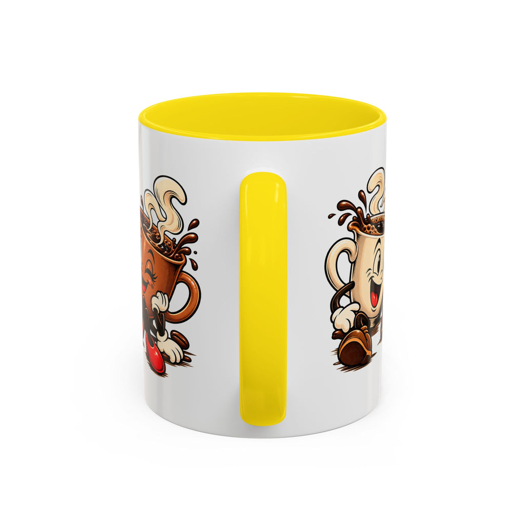 Coffee Cartoon Mug — Cute Dancing Coffee Cups Accent Mug