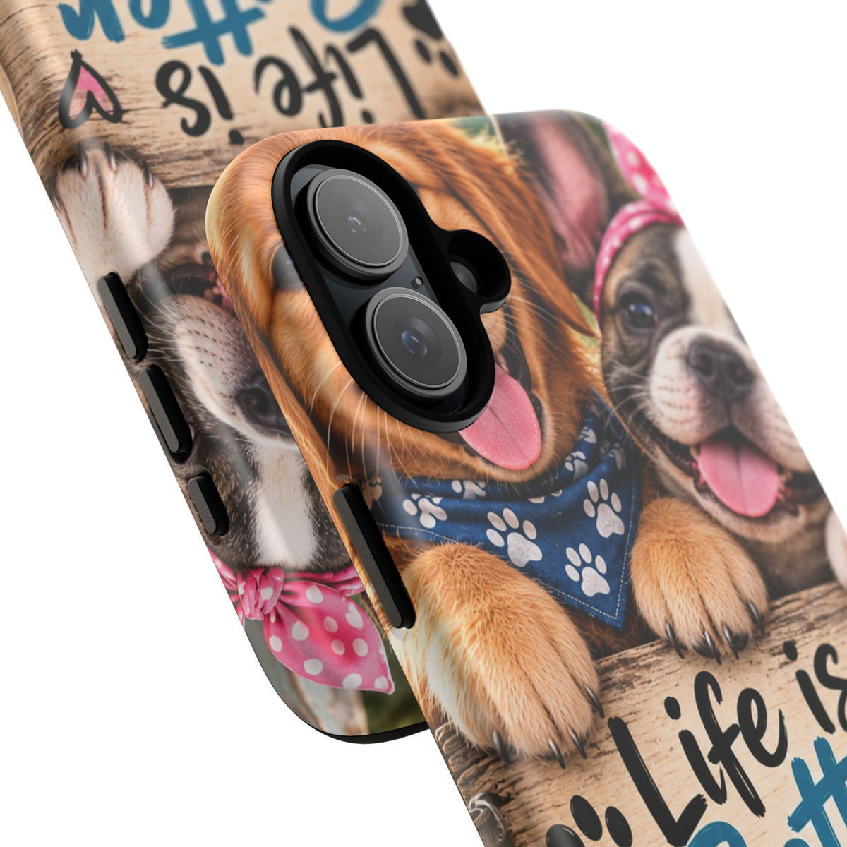 Phone Case — "Life Is Better with Dogs" Cute Pawprint Dog Lover Protective Case
