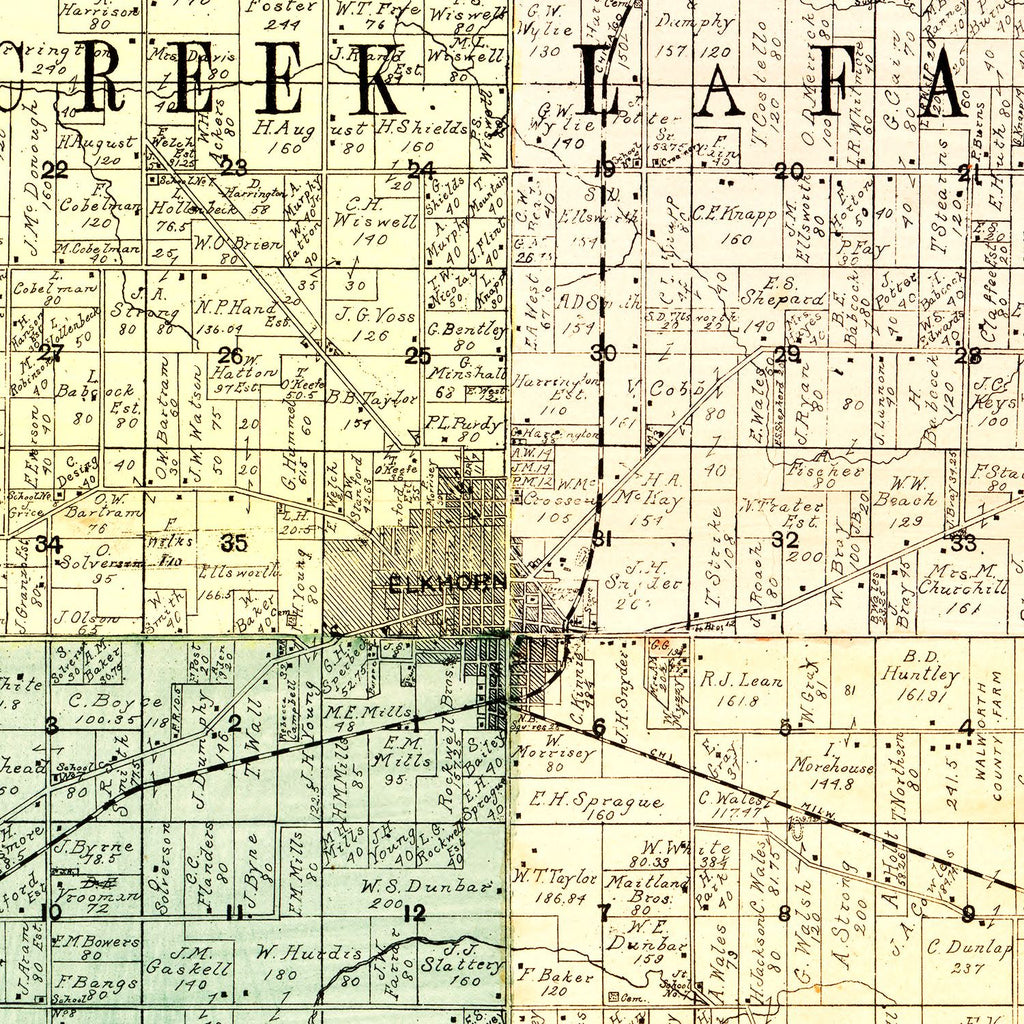 Vintage Map of Walworth County, Wisconsin 1900