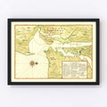 Vintage Map of New York Region, 1670