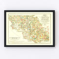 Vintage Map of Iberville Parish, Louisiana 1883