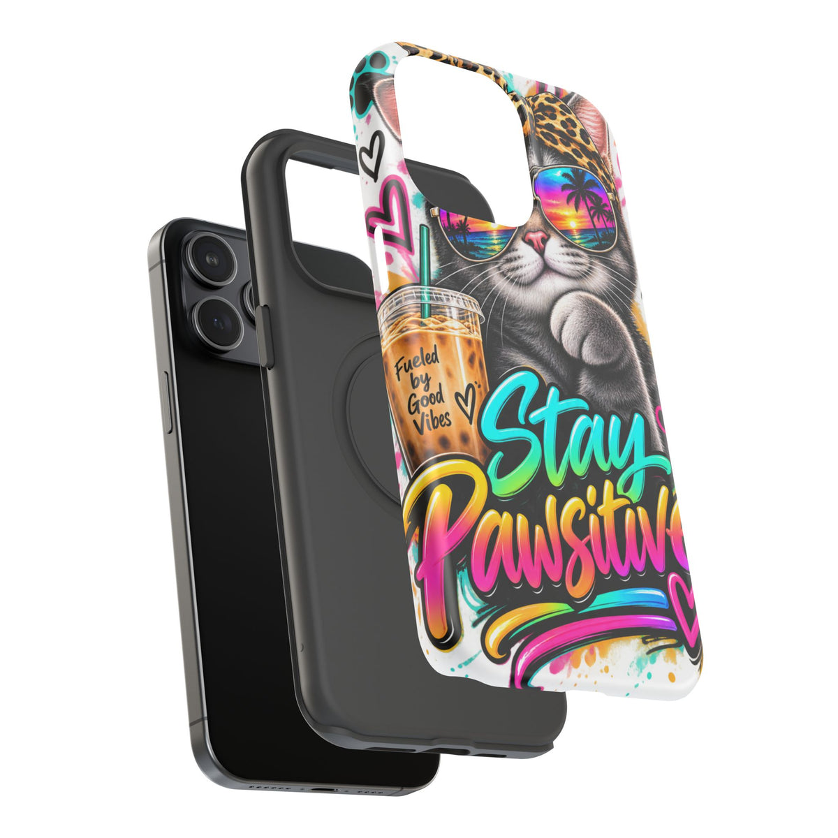 Phone Case — "Stay Pawsitive" Cat Impact-Resistant Case