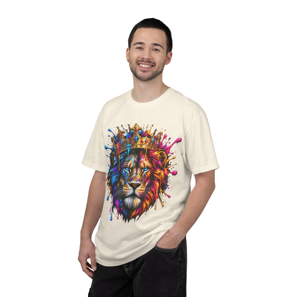 Color Splash Lion Tee — Regal Crown Graphic T-Shirt