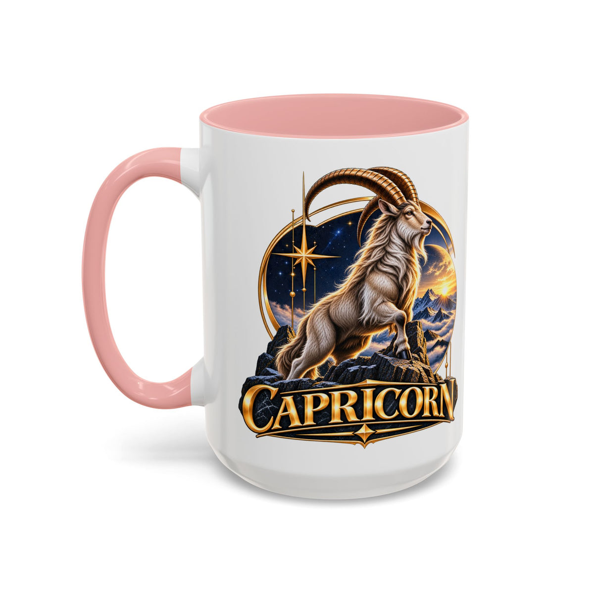 Capricorn Zodiac Coffee Mug — Astrological Goat Accent Mug (11/15oz)