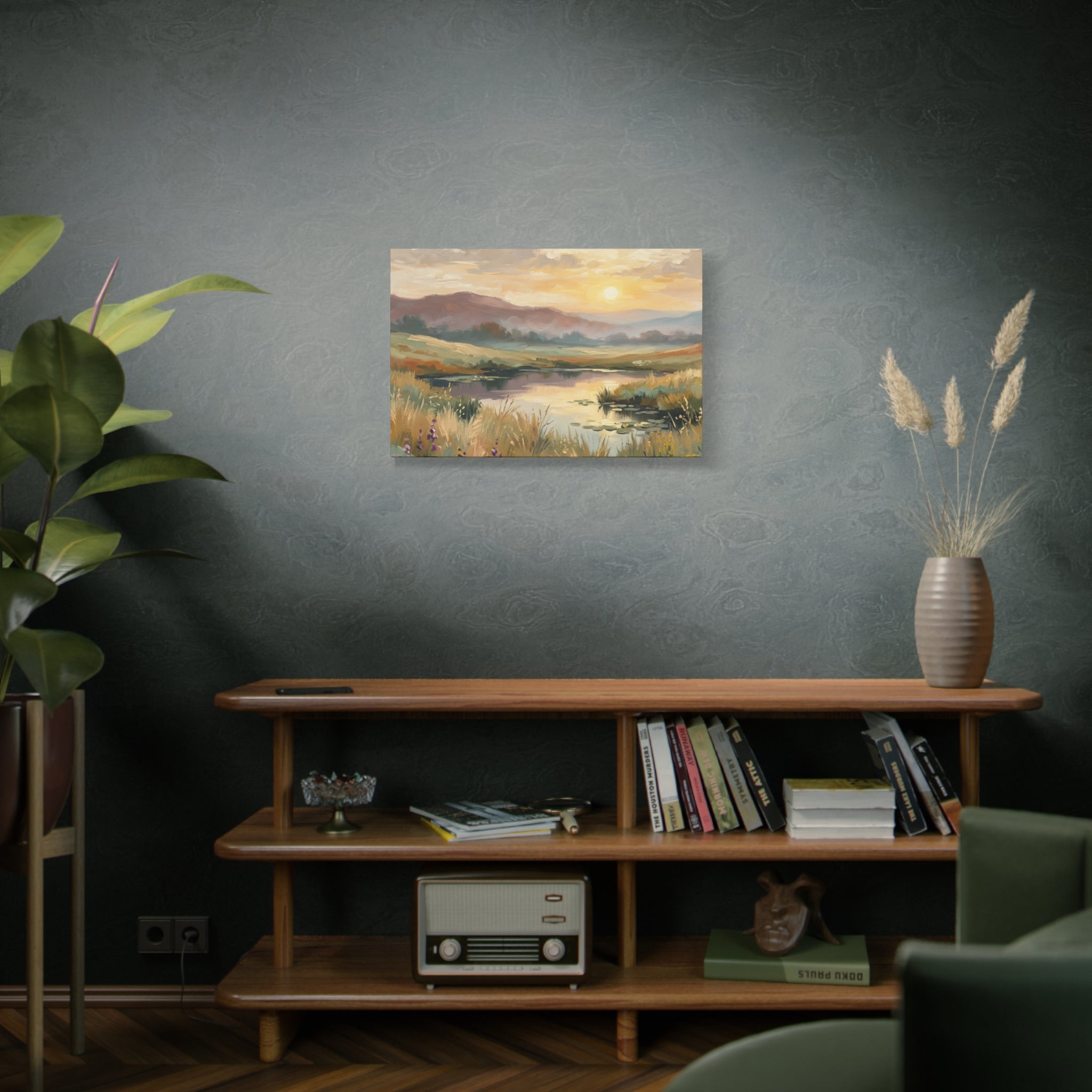 Sunset Meadow Canvas Wall Art — Stretched Matte Landscape Print
