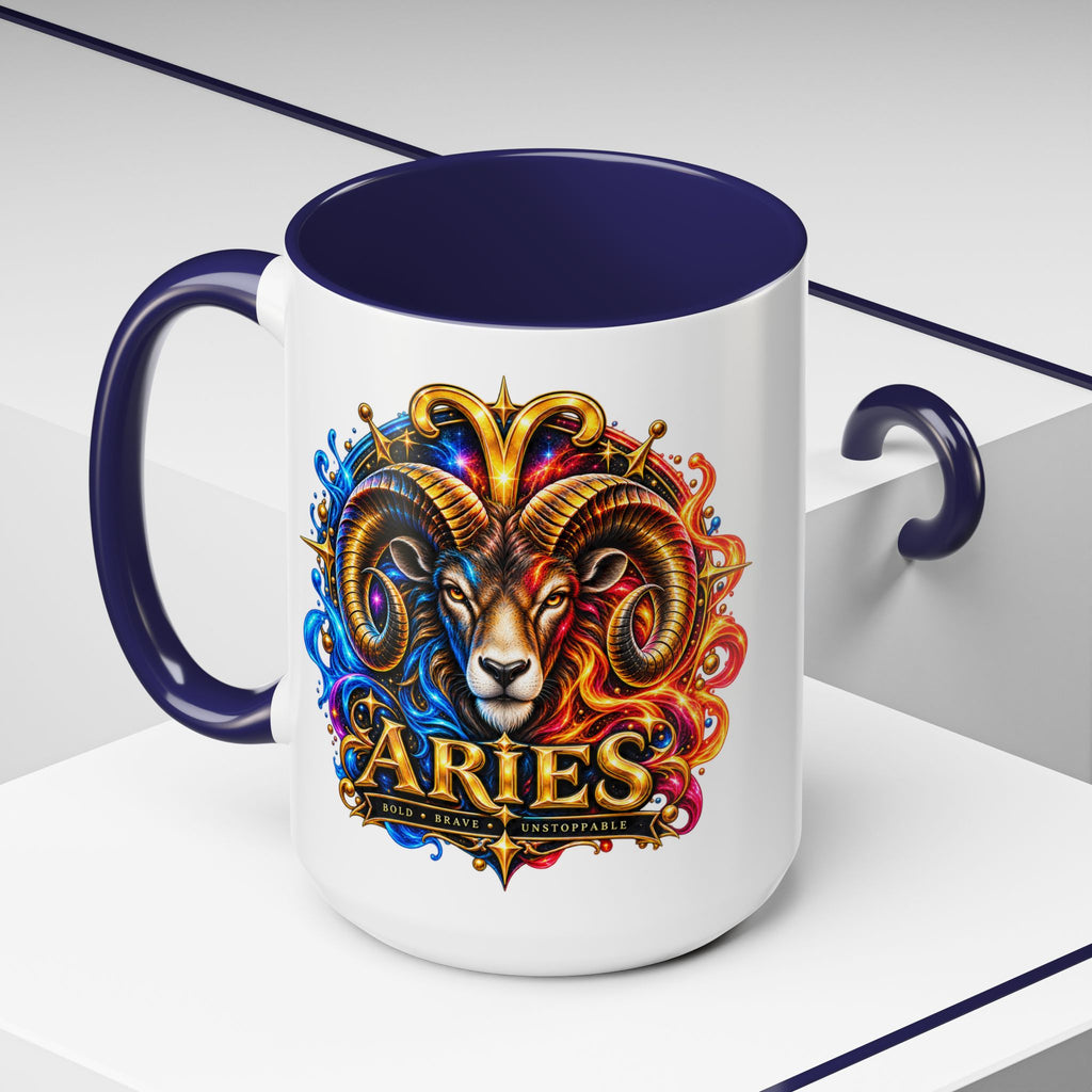 Aries Zodiac Coffee Mug — Colorful Ram Astrology Accent Mug (11/15oz)