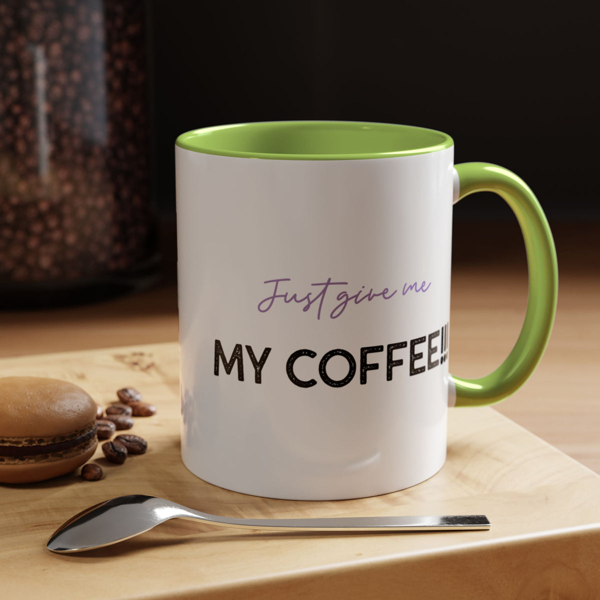 Just Give Me My Coffee!!! Accent Mug — Panda Coffee Lover Gift (11/15oz)