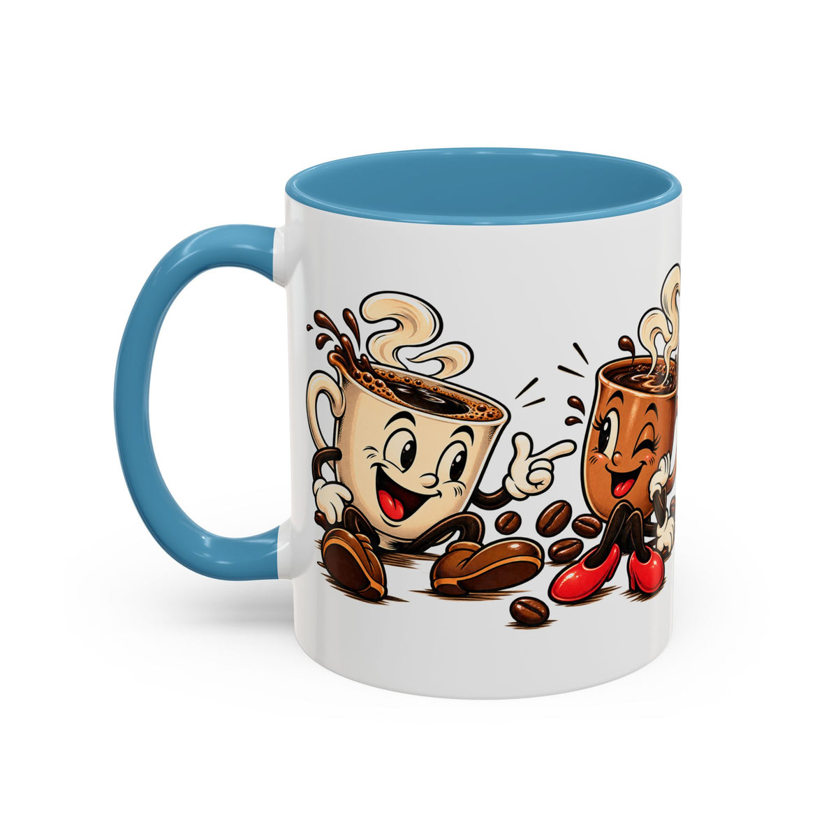 Coffee Cartoon Mug — Cute Dancing Coffee Cups Accent Mug