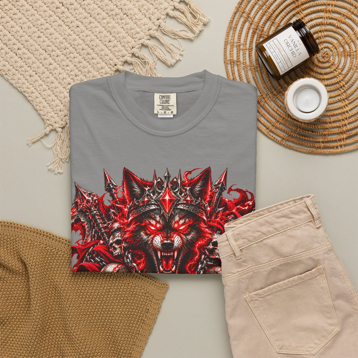 Wolf Skull T-Shirt — Red Gothic Horror Graphic Tee