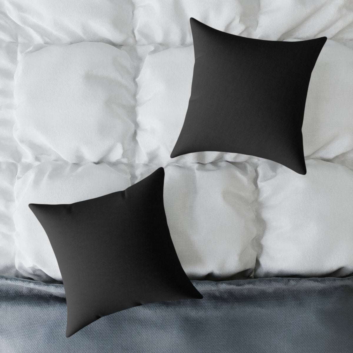 Black Square Throw Pillow - Minimal Modern Accent Cushion for Living Room & Bedroom