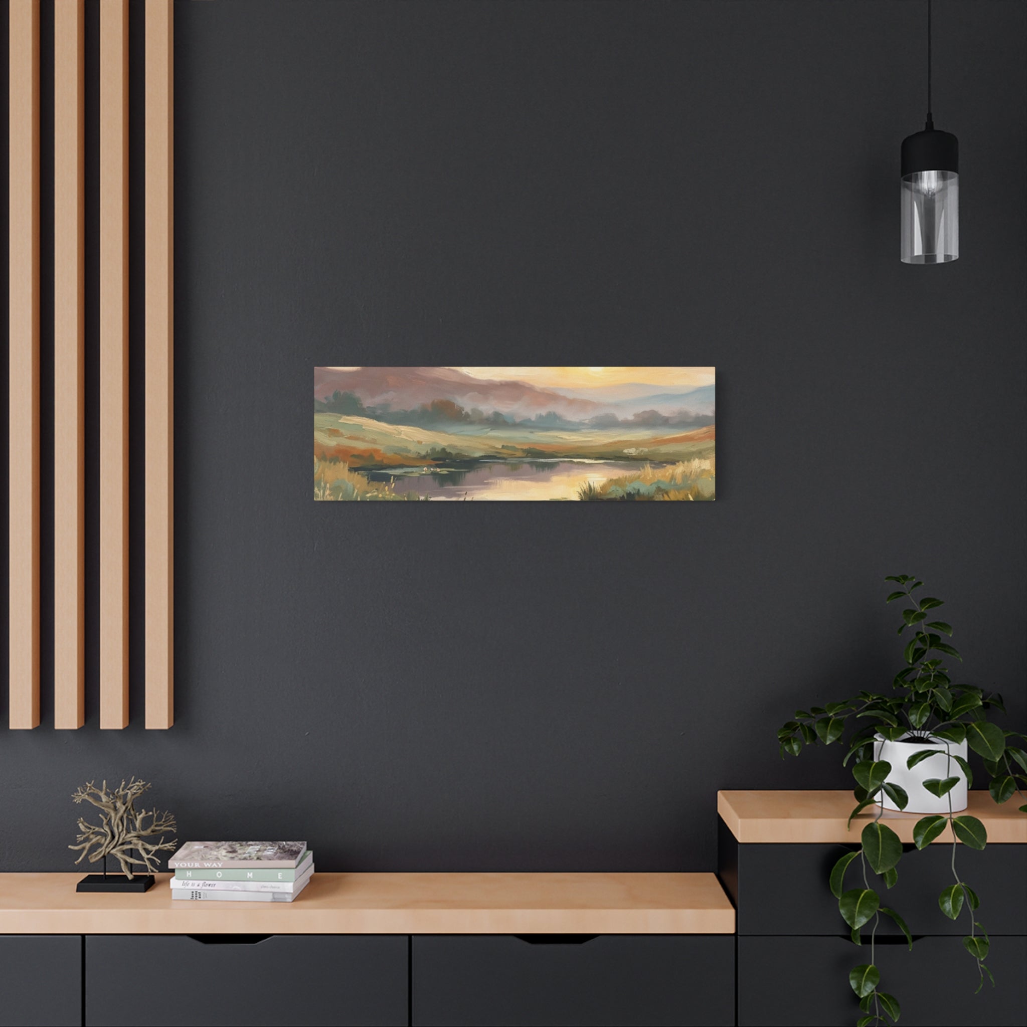 Sunset Meadow Canvas Wall Art — Stretched Matte Landscape Print