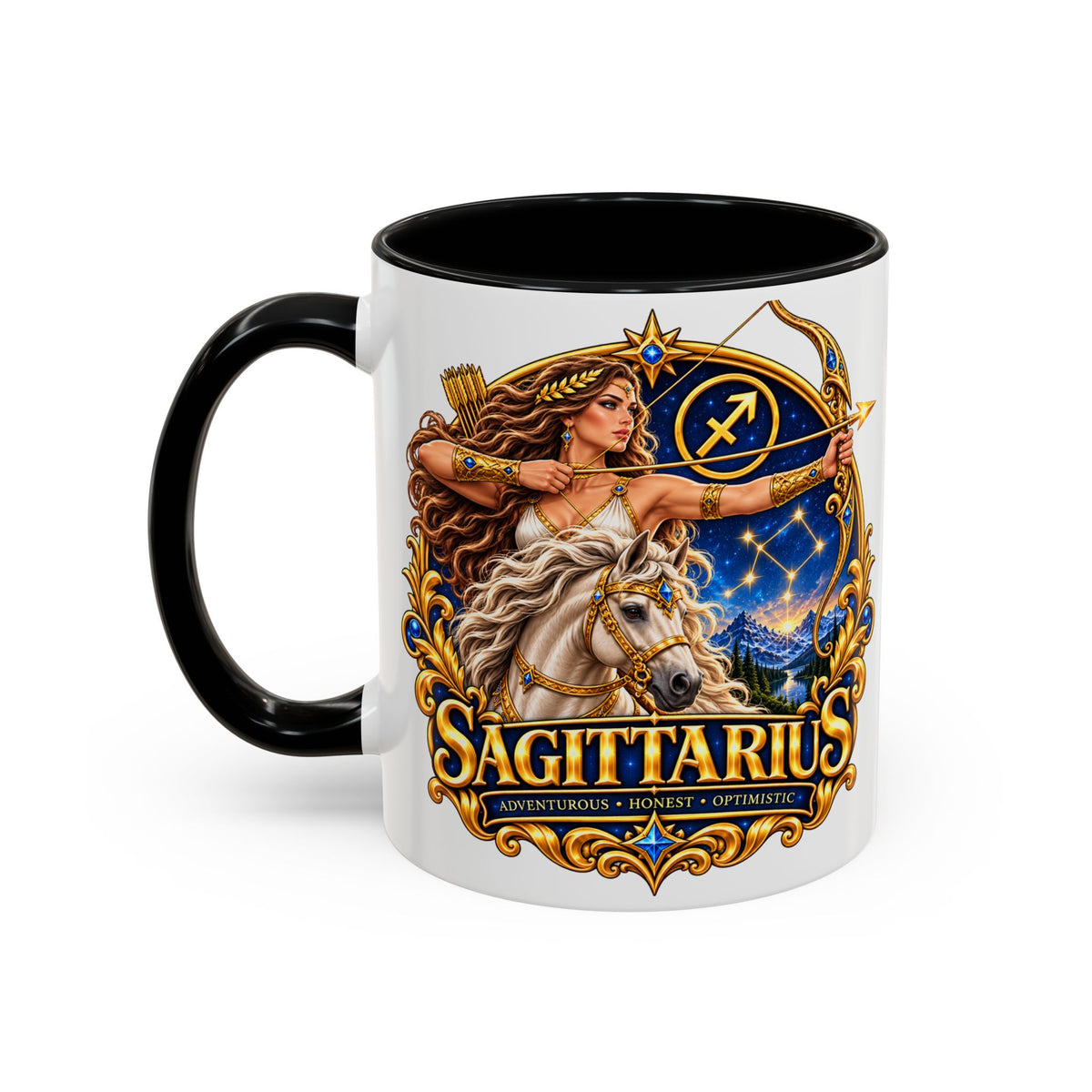 Sagittarius Accent Coffee Mug — Zodiac Archer Design (11/15oz)