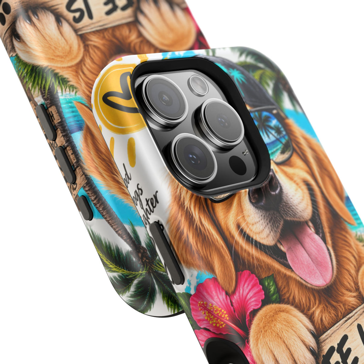 Impact-Resistant Phone Case — "Life Is Better With a Dog" Tropical Dog Design