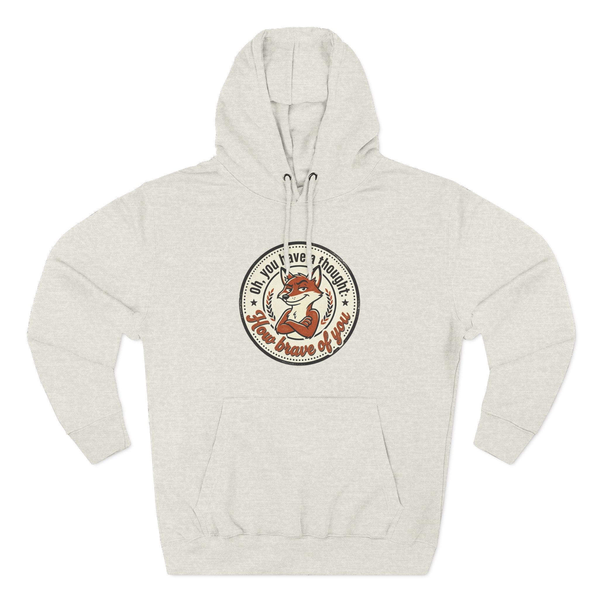 Fox Badge Hoodie — "Be Brave & Kind" Retro Emblem Fleece Hoodie