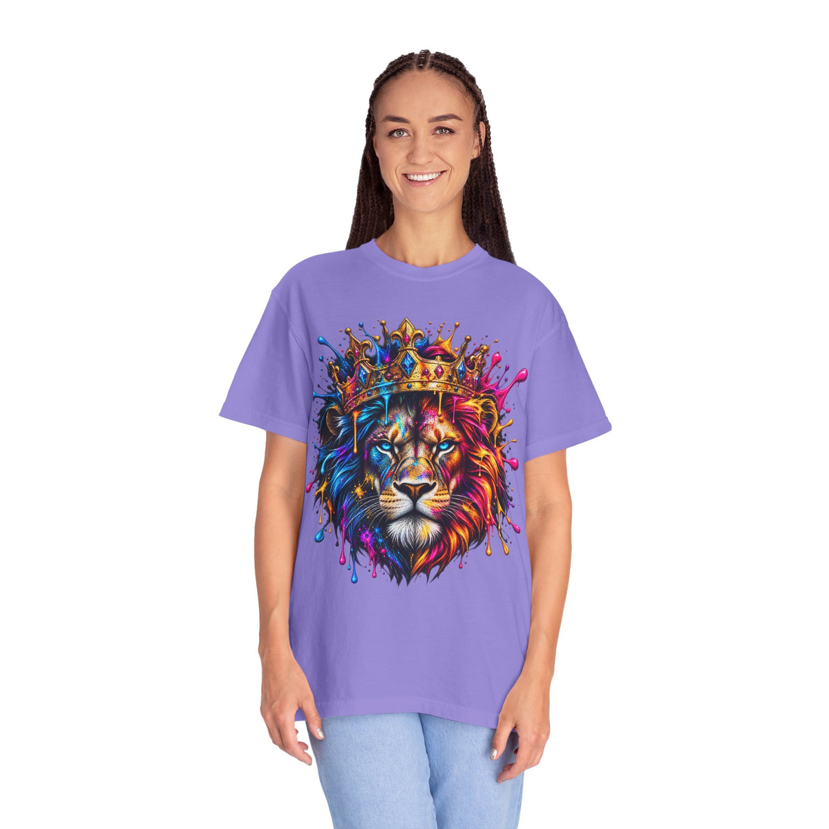 Color Splash Lion Tee — Regal Crown Graphic T-Shirt